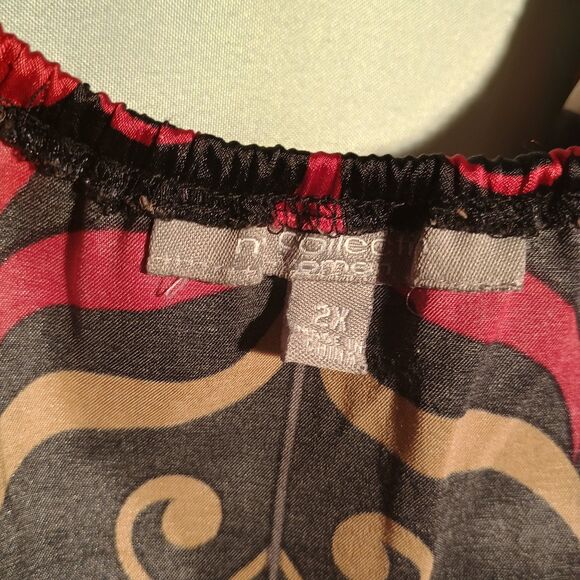 Retro Floral Print Tunic Blouse – 70s Style Satin Top with Drawstring Waist - Picture 3 of 4